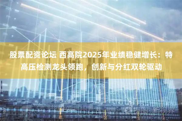 股票配资论坛 西高院2025年业绩稳健增长：特高压检测龙头领跑，创新与分红双轮驱动